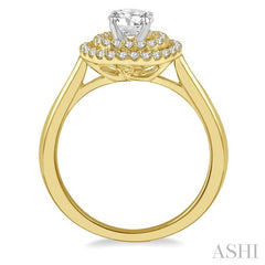 1/3 Ctw Round Cut Diamond Semi-Mount Engagement Ring in 14K Yellow and White Gold