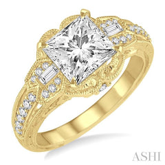 1/3 Ctw Diamond Semi-Mount Engagement Ring in 14K Yellow Gold