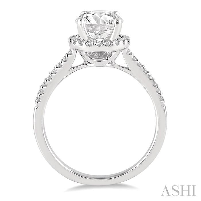 7/8 Ctw Diamond Engagement Ring with 5/8 Ct Round Cut Center Stone in 14K White Gold