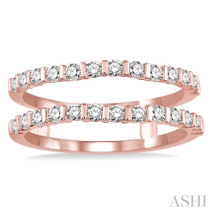5/8 Ctw Round Cut Diamond Insert Ring in 14K Rose Gold