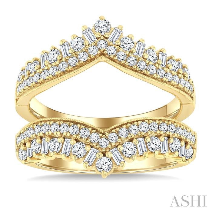 1 Ctw Chevron Baguette and Round Cut Diamond Insert Ring in 14K Yellow Gold
