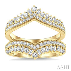 1 Ctw Chevron Baguette and Round Cut Diamond Insert Ring in 14K Yellow Gold
