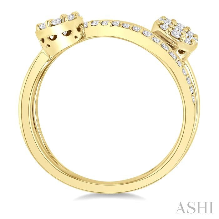 1/2 Ctw Bypass Fusion Baguette and Round Cut Diamond Fashion Open Wrap Ring in 14K Yellow Gold