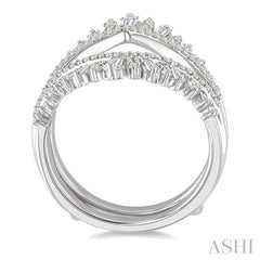 1 Ctw Tiara-Shaped Graduated Baguette and Round Cut Diamond Insert Ring in 14K White Gold