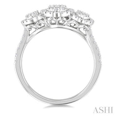 5/8 Ctw Oval Shape Past, Present & Future Fusion Baguette and Round Cut Diamond Engagement Ring in 14K White Gold