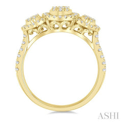 5/8 Ctw Oval Shape Past, Present & Future Fusion Baguette and Round Cut Diamond Engagement Ring in 14K Yellow Gold
