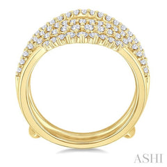 1 Ctw Triple Row Round Cut Diamond Insert Ring in 14K Yellow Gold