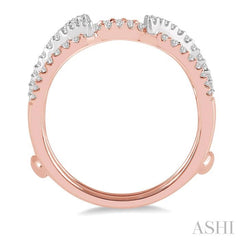 1/2 Ctw Branched Arched Center Diamond Insert Ring in 14K Rose and White Gold
