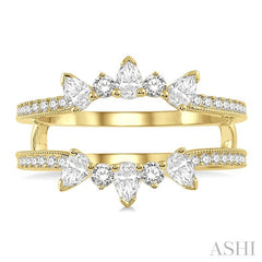 3/4 Ctw Pear and Round Cut Diamond Insert Ring in 14K Yellow Gold