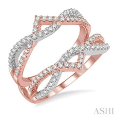 1/2 Ctw Two Tone Entwined Diamond Insert Ring in 14K Rose and White Gold