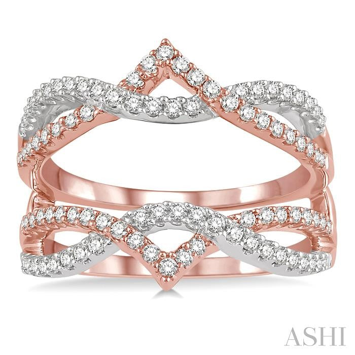 1/2 Ctw Two Tone Entwined Diamond Insert Ring in 14K Rose and White Gold