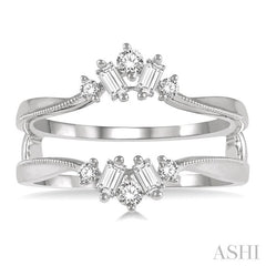 3/8 Ctw Baguette and Round Cut Diamond Insert Ring in 14K White Gold