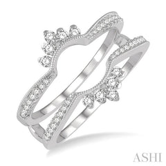 1/3 Ctw Curved Center Round Cut Diamond Insert Ring in 14K White Gold