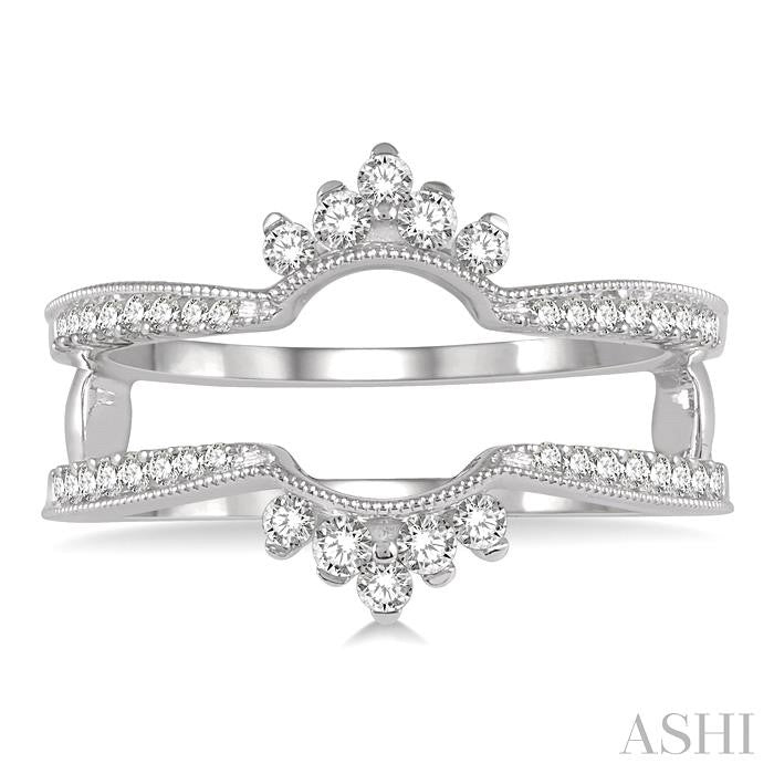 1/3 Ctw Curved Center Round Cut Diamond Insert Ring in 14K White Gold
