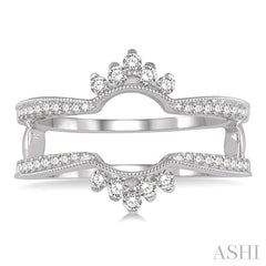 1/3 Ctw Curved Center Round Cut Diamond Insert Ring in 14K White Gold