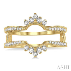 1/3 Ctw Curved Center Round Cut Diamond Insert Ring in 14K Yellow Gold