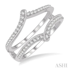 1/3 Ctw Point Curve Center Round Cut Diamond Insert Ring in 14K White Gold