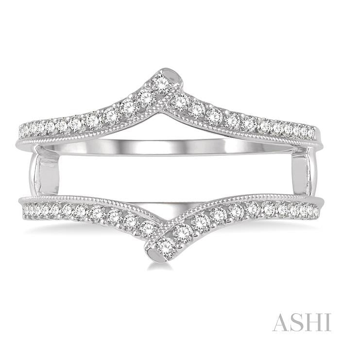 1/3 Ctw Point Curve Center Round Cut Diamond Insert Ring in 14K White Gold
