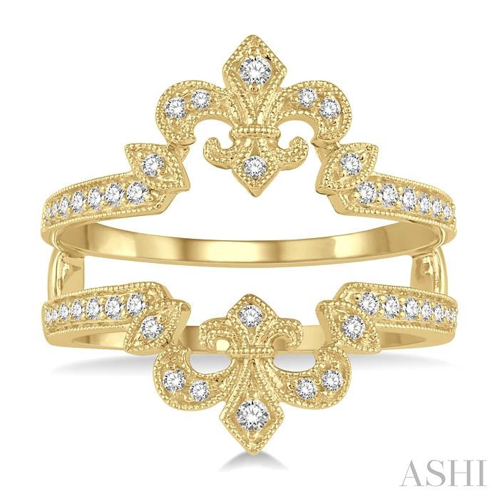 1/4 Ctw Marquise Fleur De Lis Round Cut Diamond Insert Ring in 14K Yellow Gold