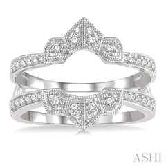 1/3 Ctw Ethnic Crown Center Round Cut Diamond Insert Ring in 14K White Gold
