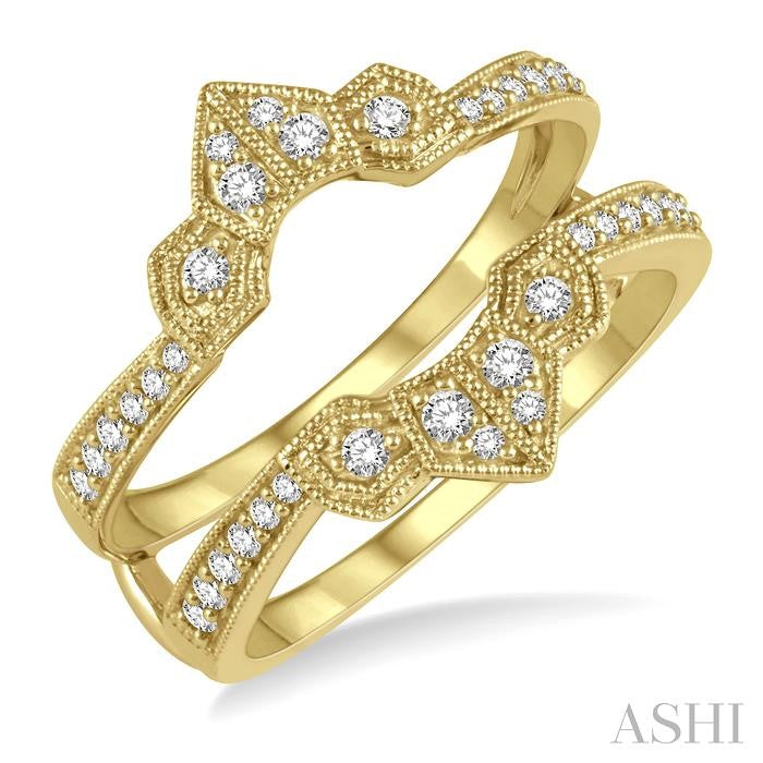 1/3 Ctw Ethnic Crown Center Round Cut Diamond Insert Ring in 14K Yellow Gold
