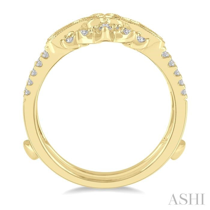 1/2 Ctw Carved Lotus Center Round Cut Diamond Insert Ring in 14K Yellow Gold
