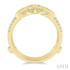 1/2 Ctw Carved Lotus Center Round Cut Diamond Insert Ring in 14K Yellow Gold