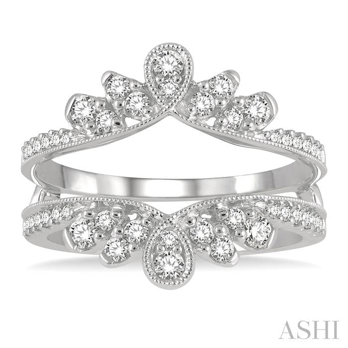 1/2 Ctw Milgrain Twist Round Cut Diamond Insert Ring in 14K White Gold