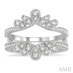 1/2 Ctw Milgrain Twist Round Cut Diamond Insert Ring in 14K White Gold
