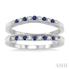 1.45 MM Sapphire and 1/6 Ctw Round Cut Diamond Precious Insert Ring in 14K White Gold