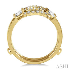 1/2 Ctw Double Arch Baguette and Round Cut Diamond Insert Ring in 14K Yellow Gold