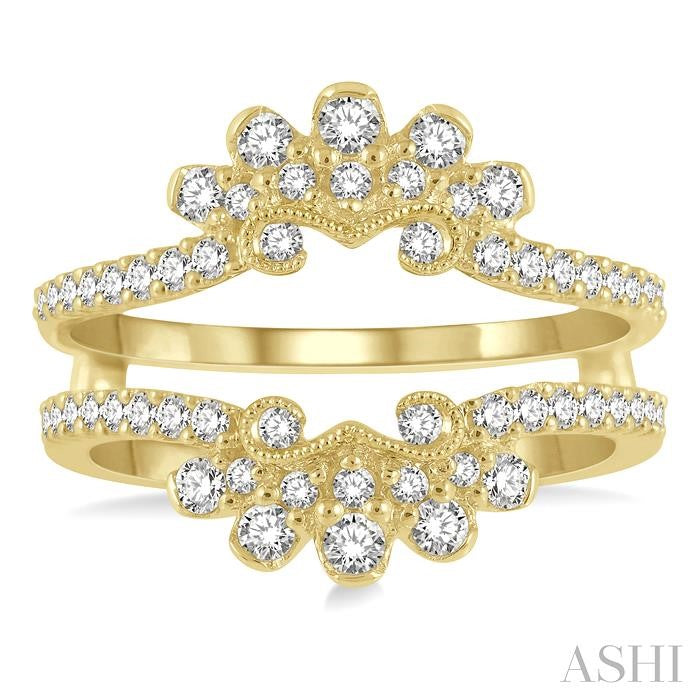 5/8 Ctw Floral Round Cut Diamond Insert Ring in 14K Yellow Gold