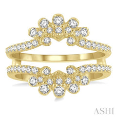 5/8 Ctw Floral Round Cut Diamond Insert Ring in 14K Yellow Gold