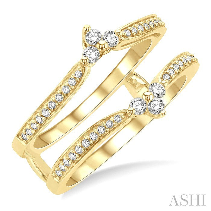 1/3 Ctw Chevron Center Round Cut Diamond Insert Ring in 14K Yellow Gold