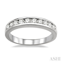 1/2 Ctw Channel Set Round Cut Diamond Band in 14K White Gold