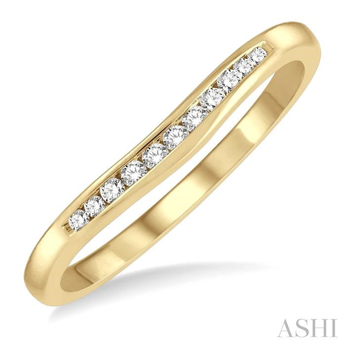 1/10 Ctw Round Cut Diamond Inlay Wedding Band in 14K Yellow Gold