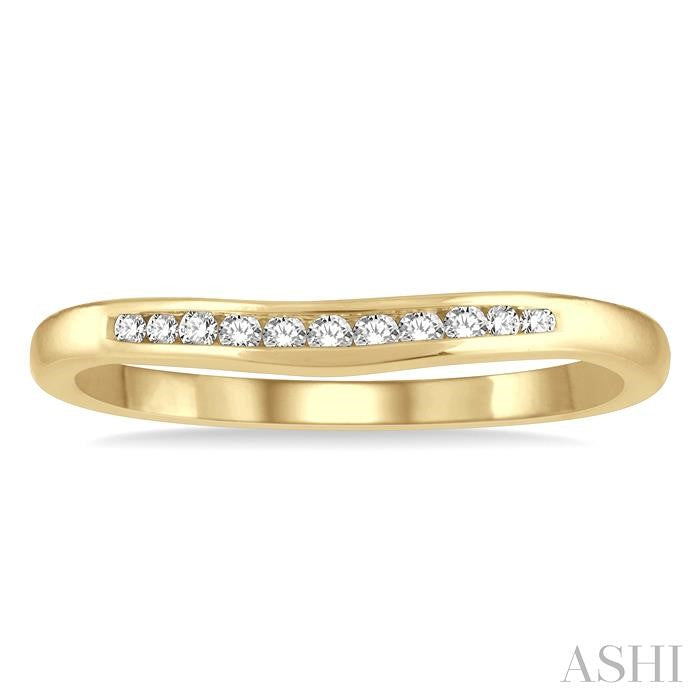 1/10 Ctw Round Cut Diamond Inlay Wedding Band in 14K Yellow Gold