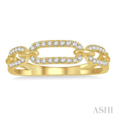 1/5 Ctw Round Cut Diamond Paperclip Ladies Ring in 14K Yellow Gold