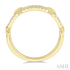 1/5 Ctw Round Cut Diamond Paperclip Ladies Ring in 14K Yellow Gold