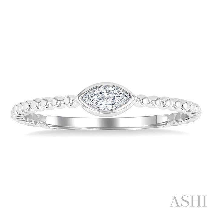 1/6 Ctw Petite Bezel Set Marquise Cut Diamond Stackable Ring in 14K White Gold