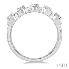 1 Ctw Circular Shape 5 Stone Round Cut Diamond Halo Wedding Band in 14K White Gold