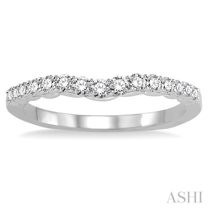 1/3 Ctw Arched Center Round Cut Diamond Wedding Band in 14K White Gold