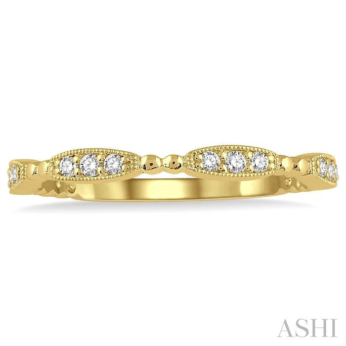 1/6 Ctw Marquise Mount Round Cut Diamond Stackable Band in 14K Yellow Gold