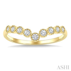 1/5 Ctw Chevron Bezel Set Round Cut Diamond Fashion Band in 10K Yellow Gold