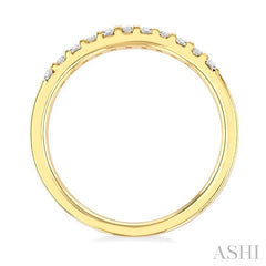 1/4 Ctw Vertically Aligned Baguette and Round Cut Diamond Stackable Fashion Band in 10K Yellow Gold