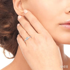 1/10 Ctw Circular Center Round Cut Diamond Stackable Ring in 14K White Gold