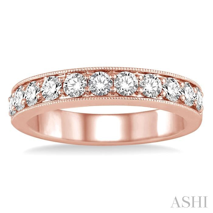 3/4 Ctw Round Cut Diamond Wedding Band in 14K Rose Gold