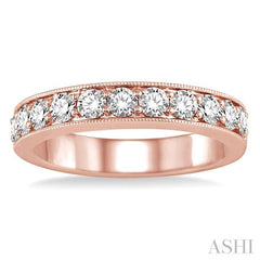 3/4 Ctw Round Cut Diamond Wedding Band in 14K Rose Gold
