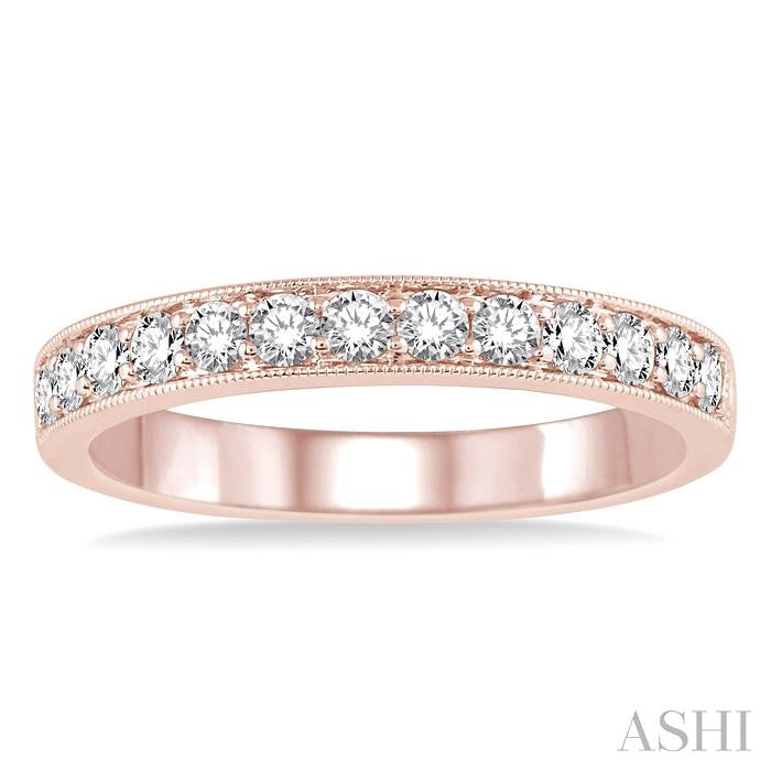 1/2 Ctw Round Cut Diamond Wedding Band in 14K Rose Gold