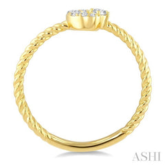 1/10 Ctw Crescent Moon & Star Round Cut Diamond Stackable Fashion Ring in 10K Yellow Gold